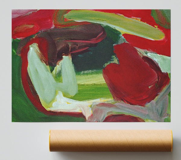 Crimson Green Swirl Poster