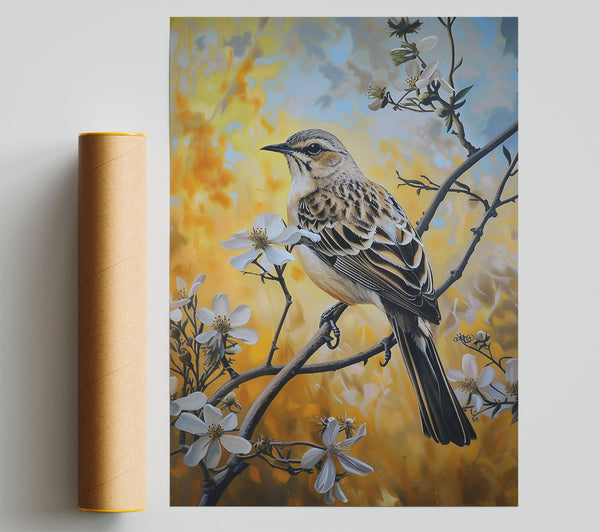 Golden Bird In Bloom Print