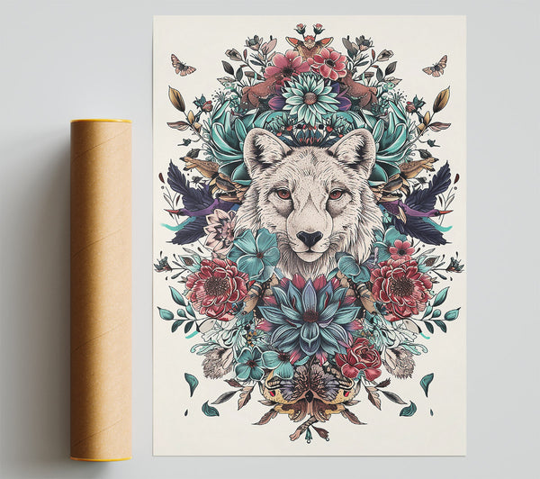 Crimson Wolf Bloom Poster