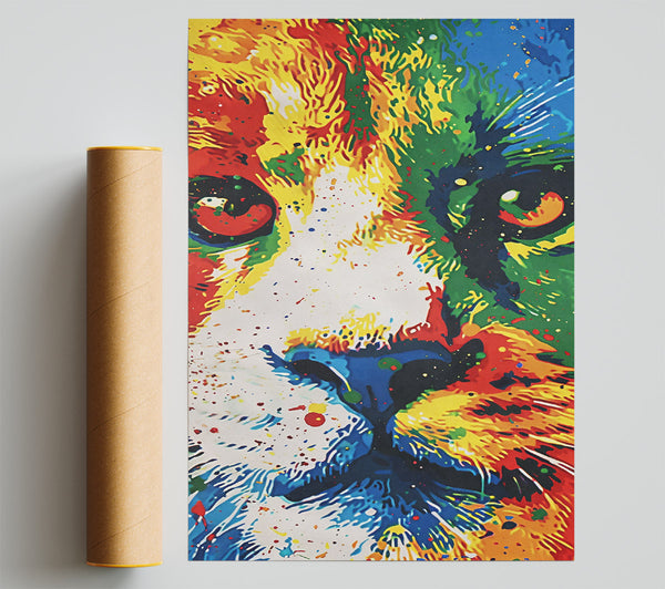 Yellow Feline Gaze Poster