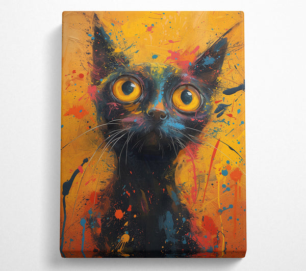  A Canvas Print of Golden Feline Gaze Canvas Wall Art