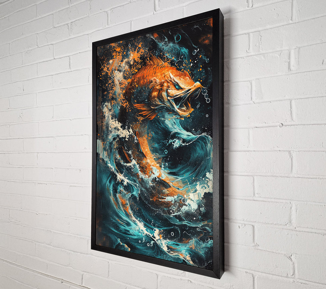  A Canvas Print of Orange Fish In The Tide Canvas Wall Art