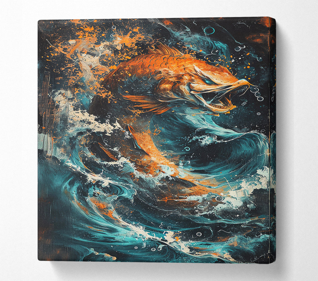  A Canvas Print of Orange Fish In The Tide Canvas Wall Art