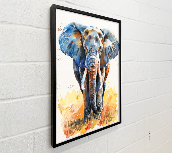 Azure Elephant In Grass