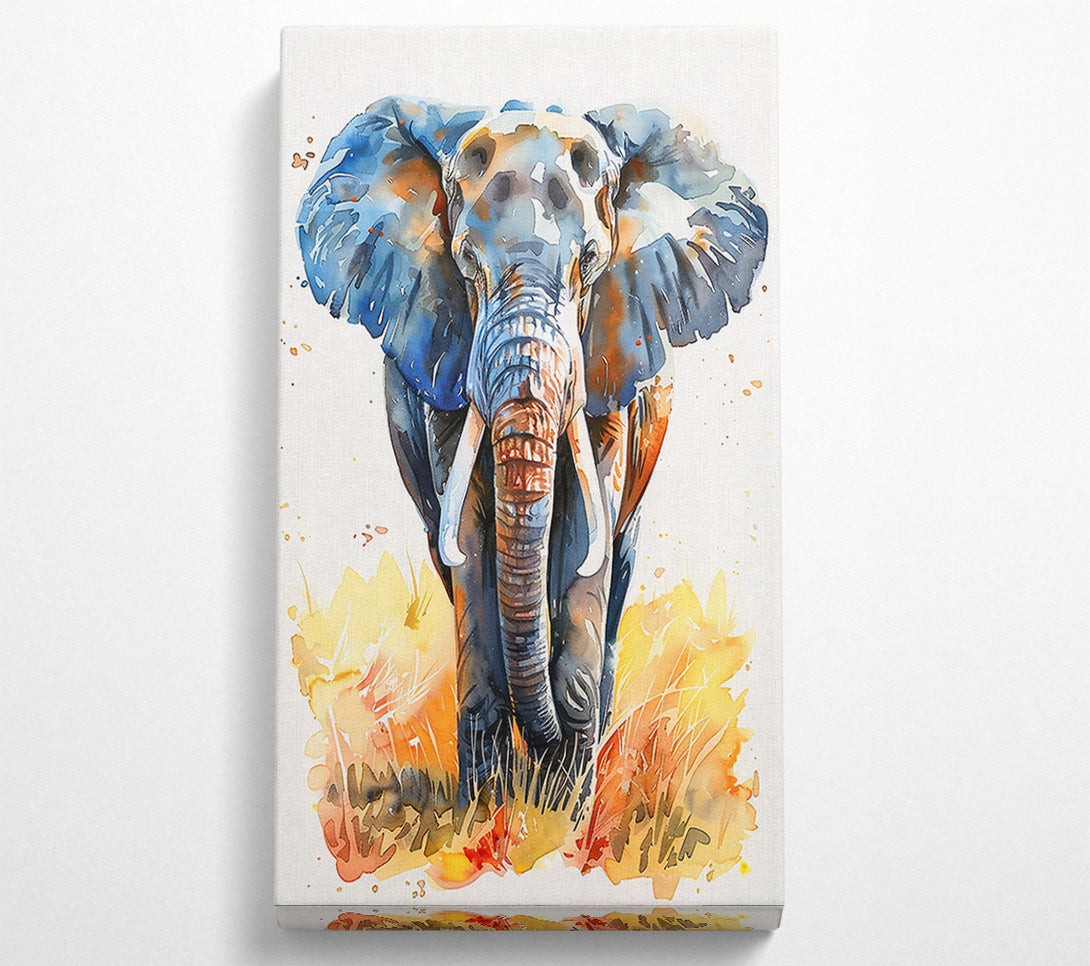  A Canvas Print of Azure Elephant In Grass Canvas Art