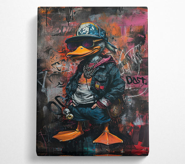  A Canvas Print of Orange Duck & Graffiti Canvas Print