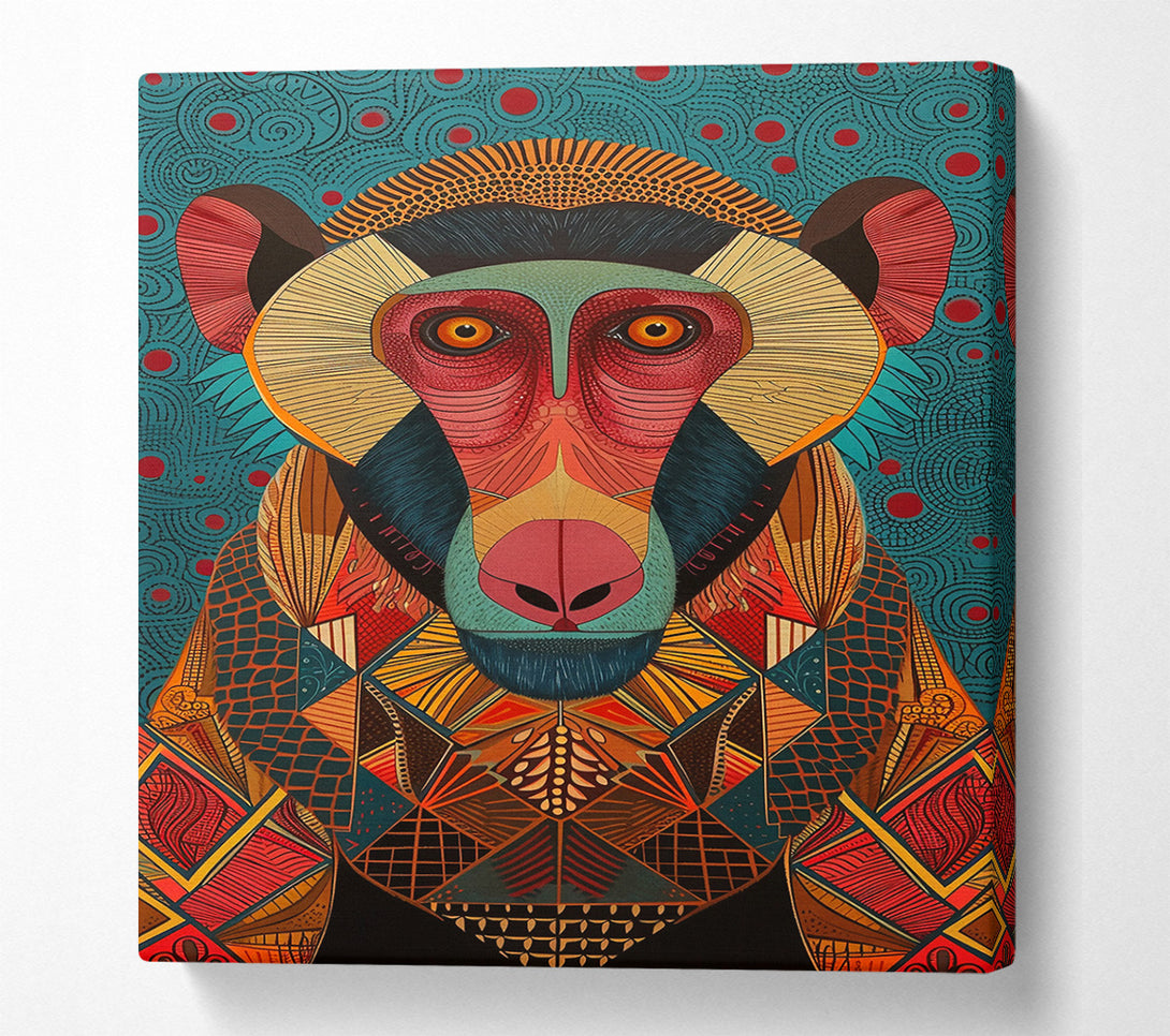  A Canvas Print of Red Geometric Baboon Canvas Art