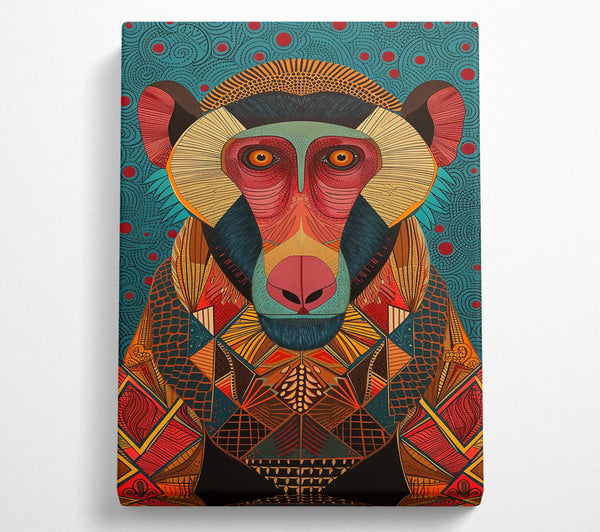  A Canvas Print of Red Geometric Baboon Canvas Art