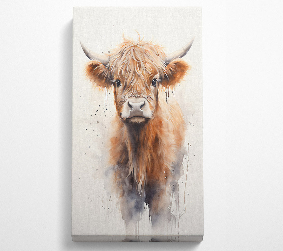  A Canvas Print of Highland Cow Watercolour Canvas Wall Art
