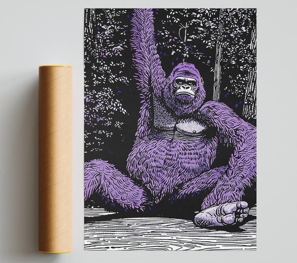 Purple Gorilla In The Woods Poster