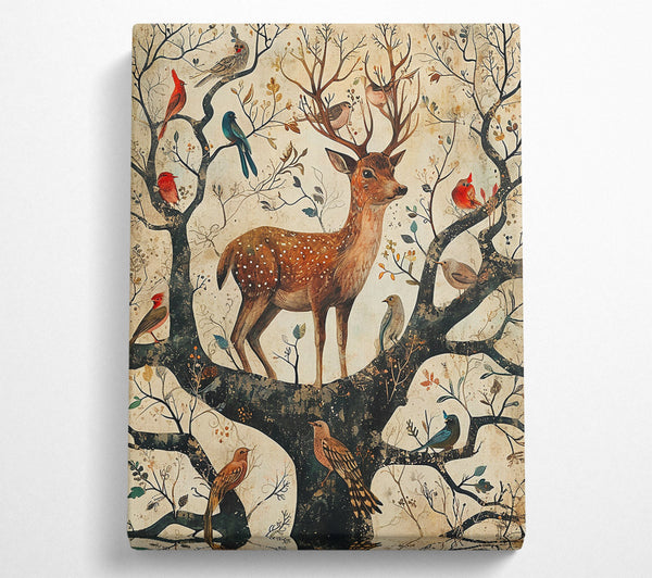  A Canvas Print of Golden Deer In Bloom. Canvas Print