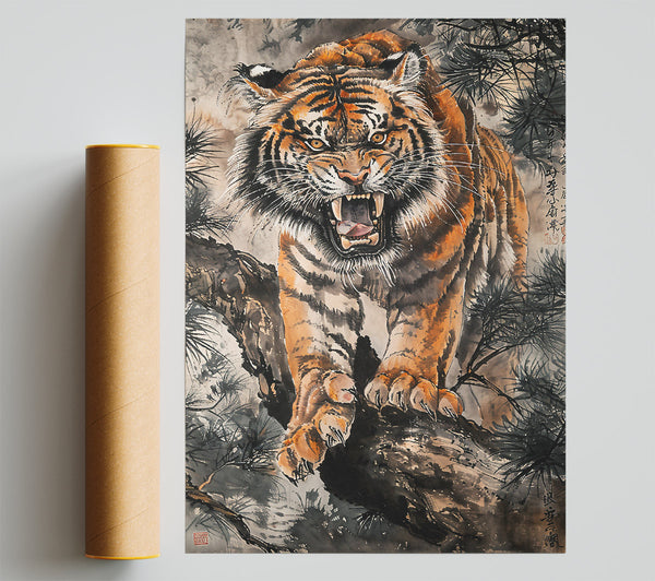 Orange Tiger'S Fury Poster