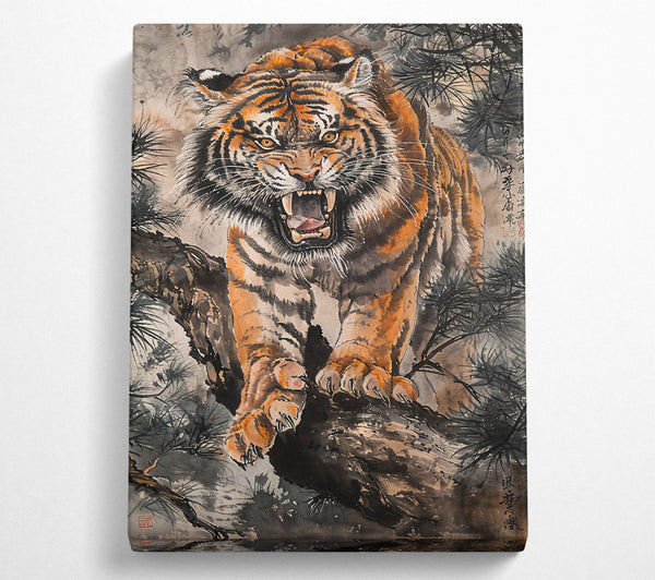  A Canvas Print of Orange Tiger'S Fury Canvas Art