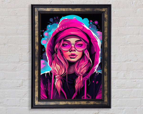 Hipster Cyberpunk Girl Framed Print
