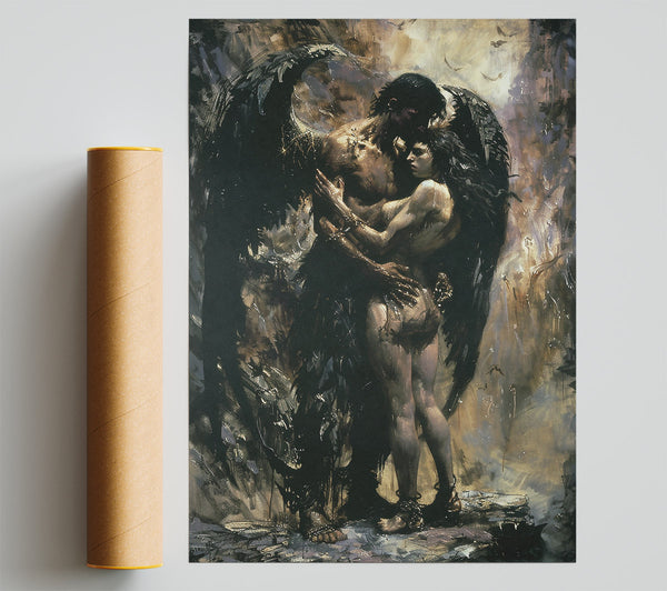 Black Angel Embrace Print