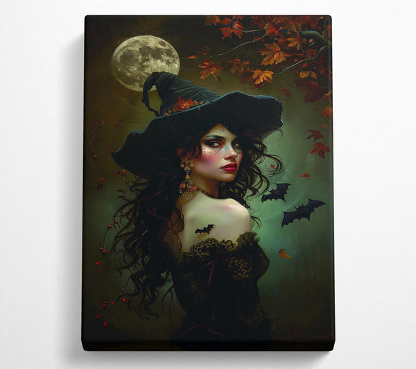  A Canvas Print of Crimson Moon Witch Canvas Wall Art