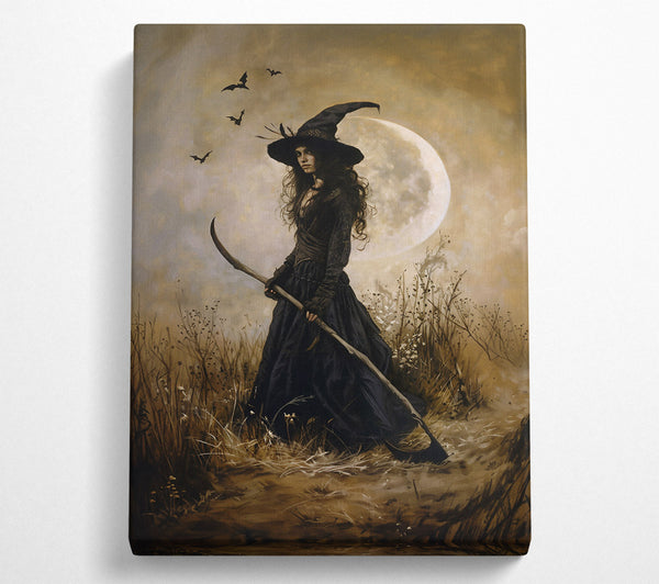  A Canvas Print of Golden Moon Witch Canvas Art