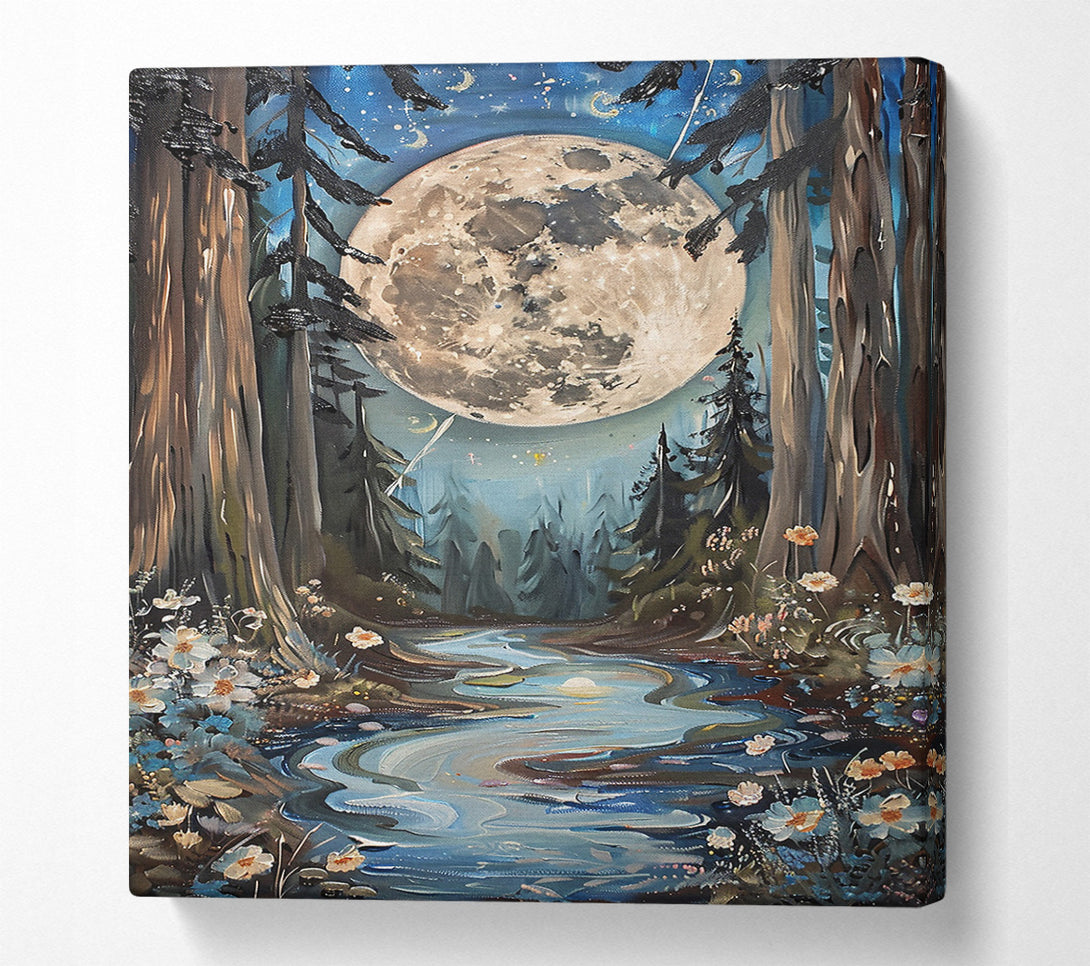  A Canvas Print of Moonlight Blue Stream Canvas Art