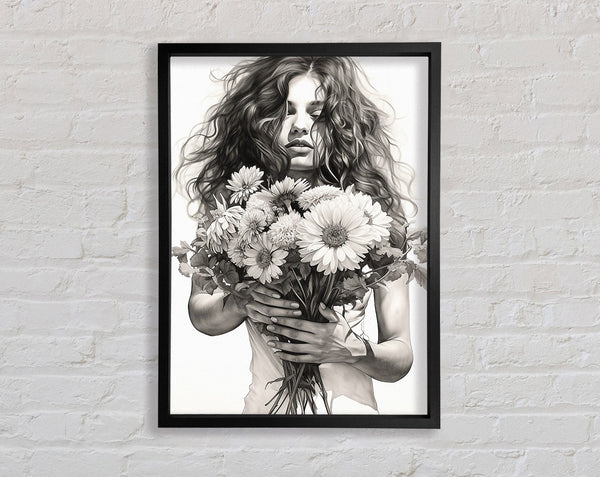 Holding Flowers Framed Print