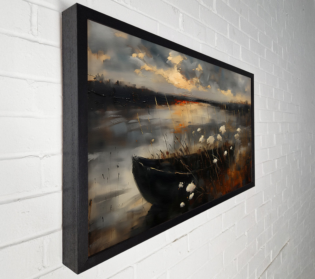  A Canvas Print of Golden Sunset Boat Canvas Wall Art
