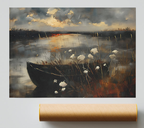 Golden Sunset Boat Giclee Print