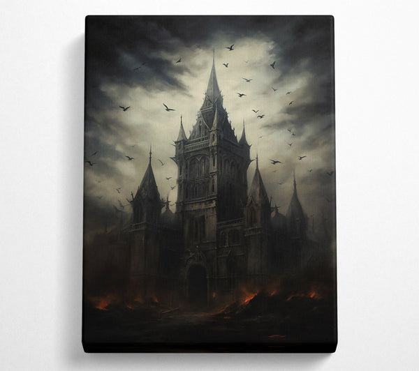  A Canvas Print of Crimson Gothic Spire Canvas Wall Art