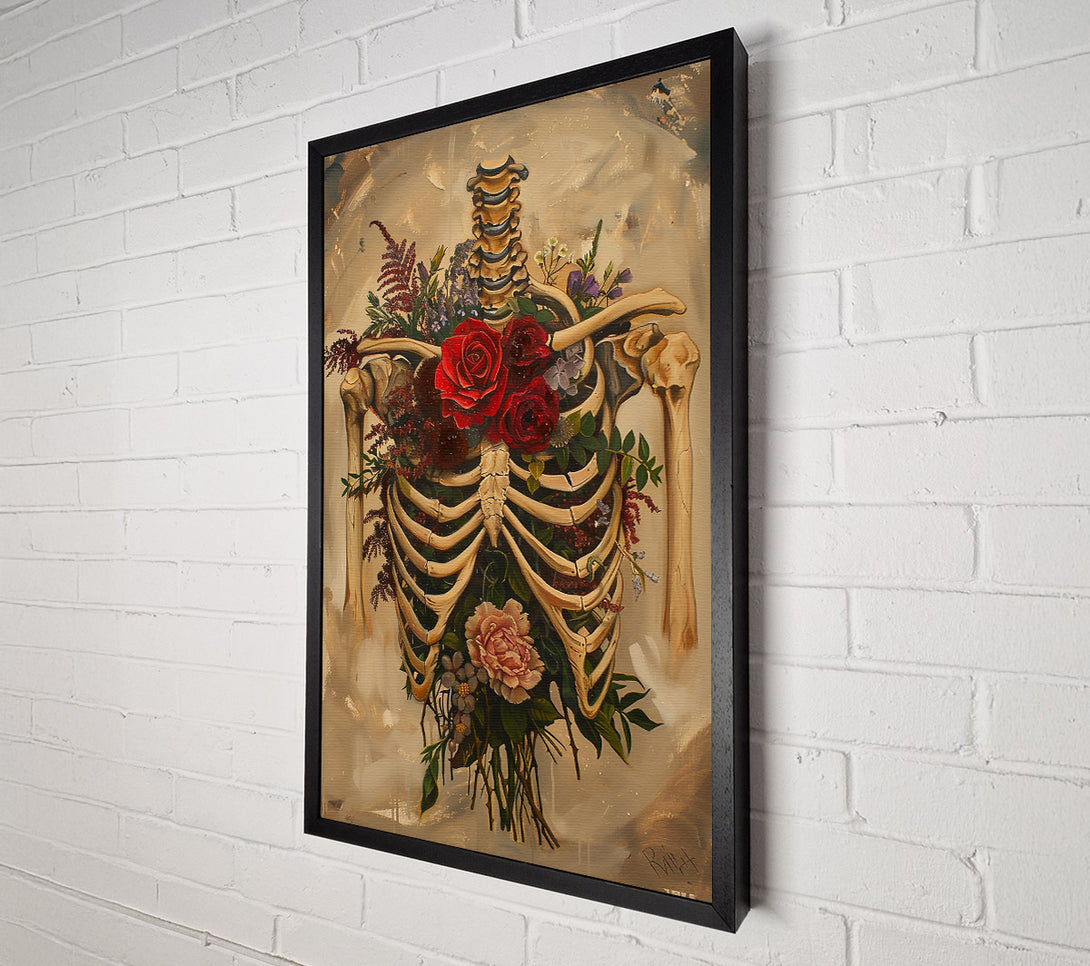  A Canvas Print of Crimson Floral Bones Canvas Print