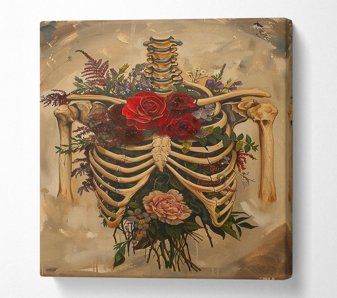  A Canvas Print of Crimson Floral Bones Canvas Print