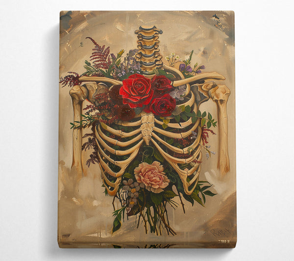  A Canvas Print of Crimson Floral Bones Canvas Print