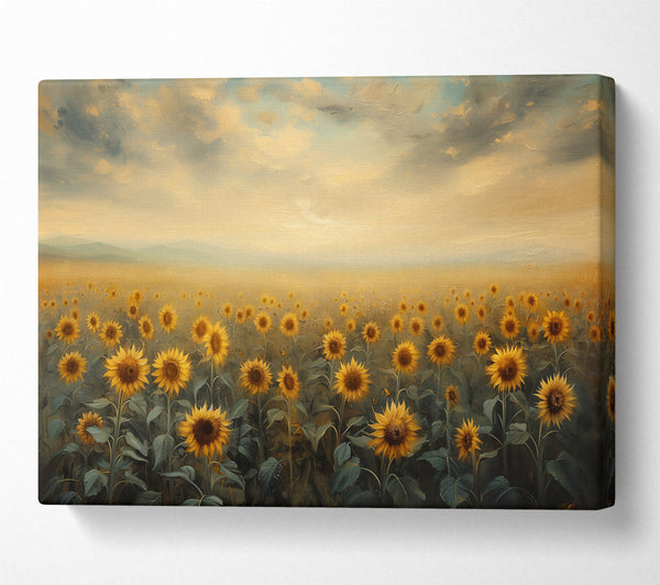  A Canvas Print of Golden Sunflowers Field Canvas Print