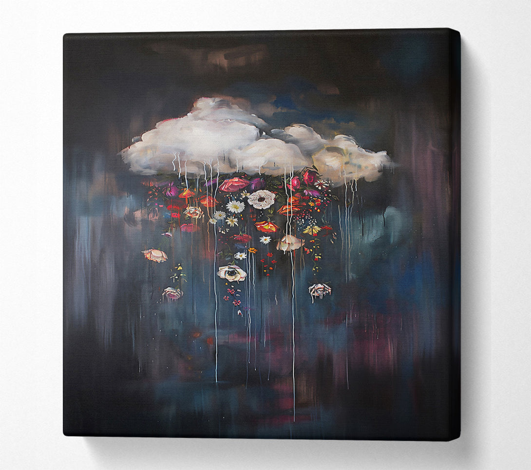  A Canvas Print of Blue Floral Raincloud Canvas Art