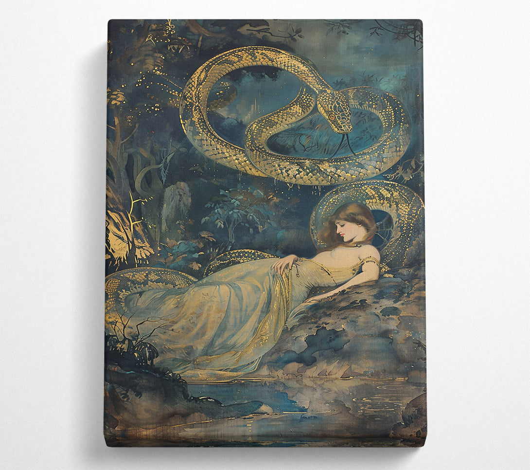  A Canvas Print of Golden Serpent Slumber Canvas Print