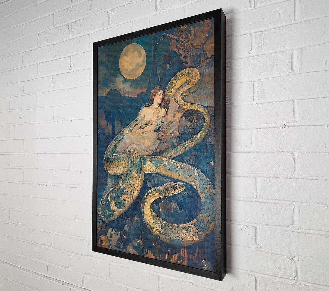  A Canvas Print of Golden Moon Serpent Canvas Wall Art