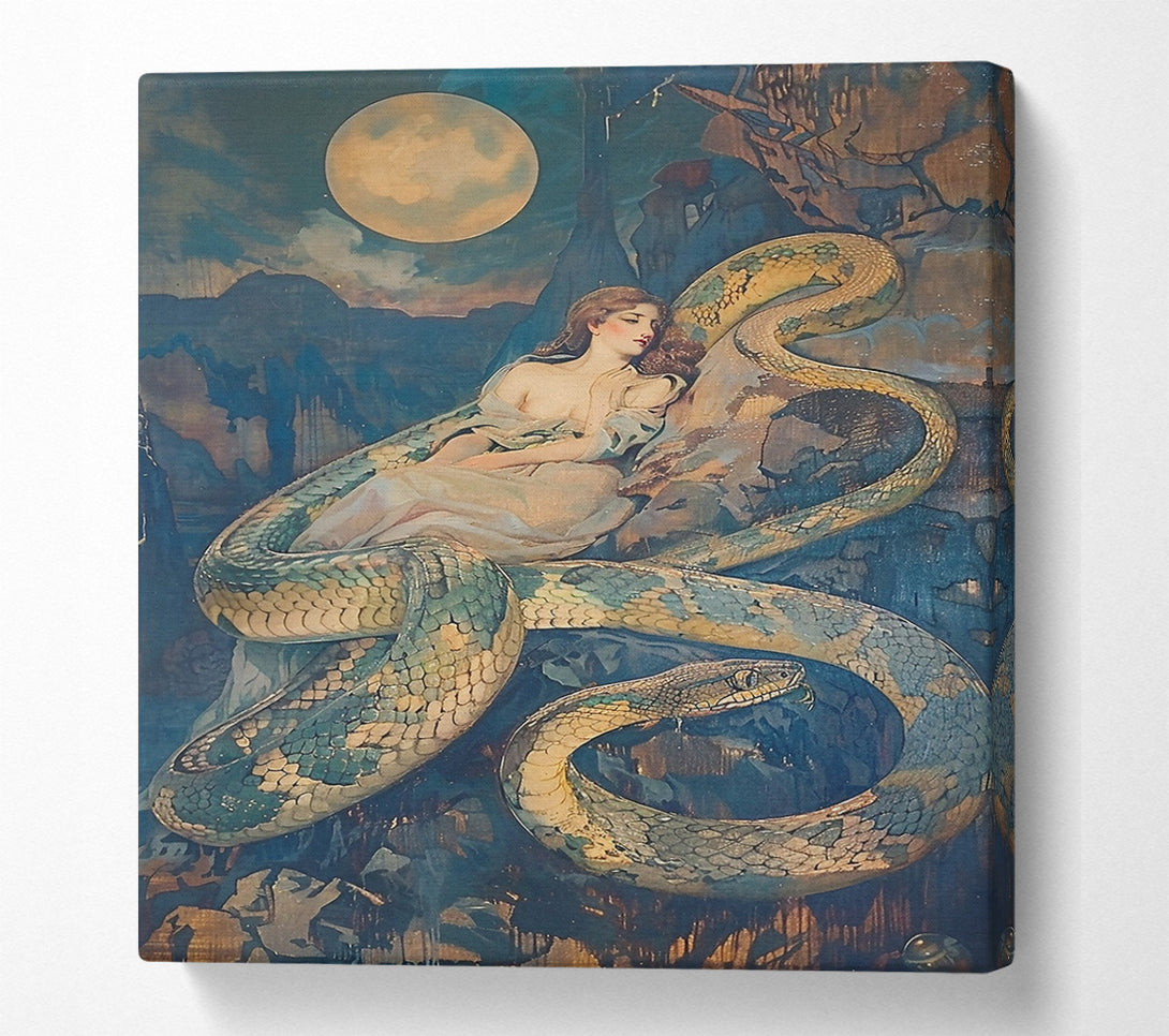  A Canvas Print of Golden Moon Serpent Canvas Wall Art