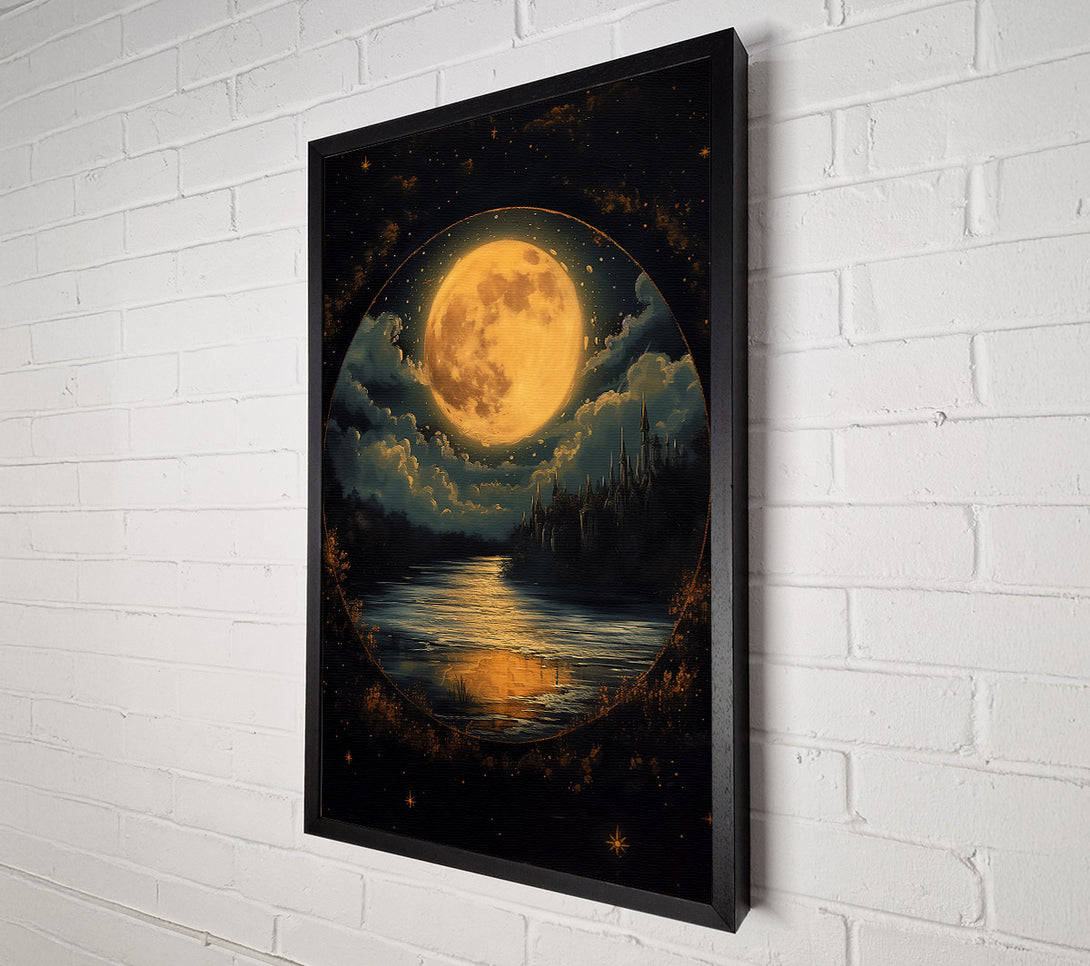  A Canvas Print of Golden Moonlit Castle Canvas Art