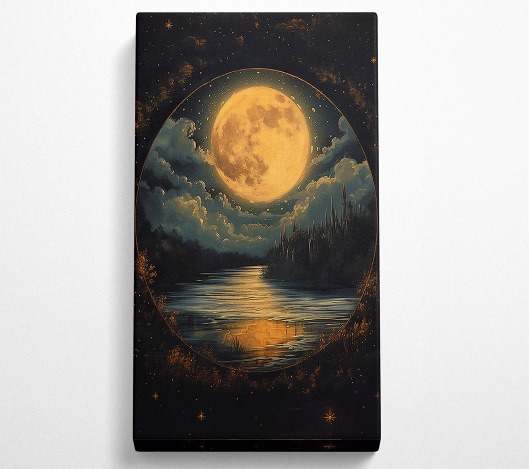  A Canvas Print of Golden Moonlit Castle Canvas Art