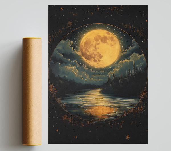 Golden Moonlit Castle Print