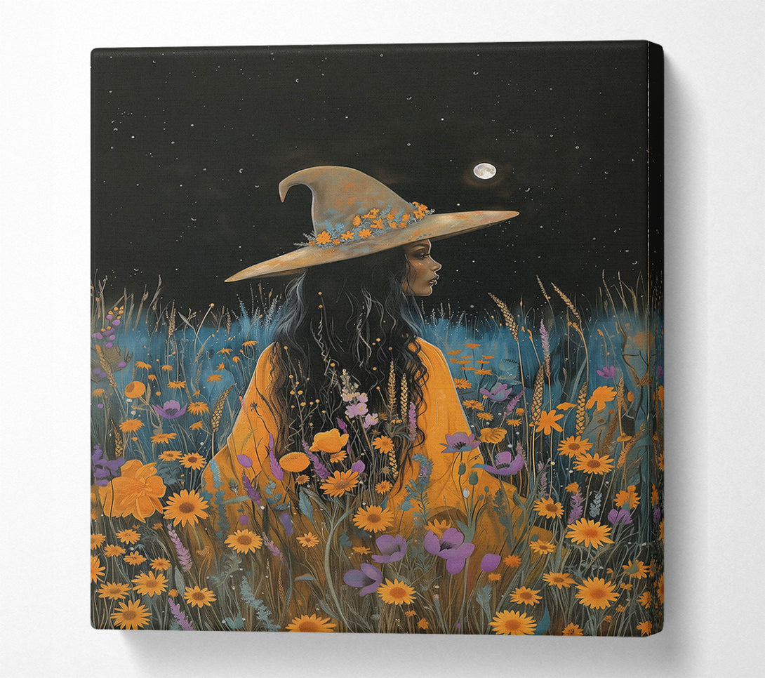  A Canvas Print of Golden Moonlight Witch Canvas Art