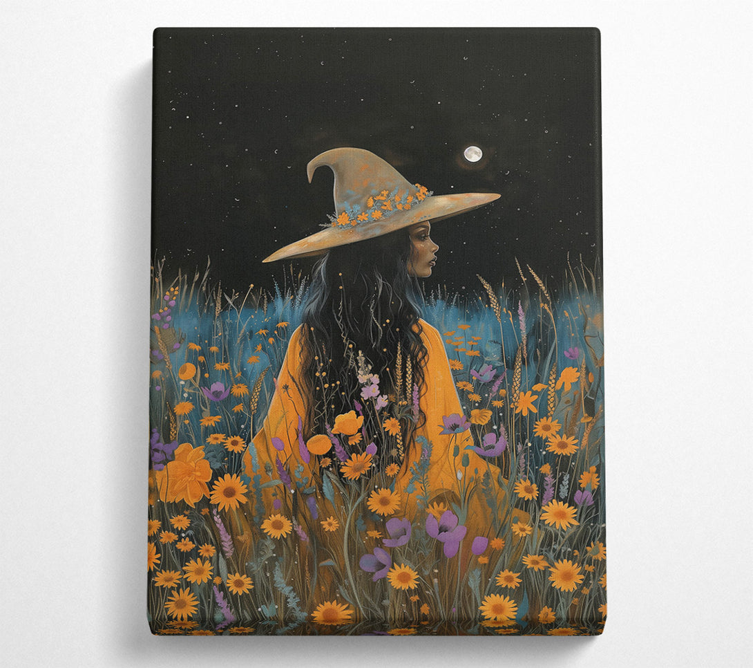  A Canvas Print of Golden Moonlight Witch Canvas Art