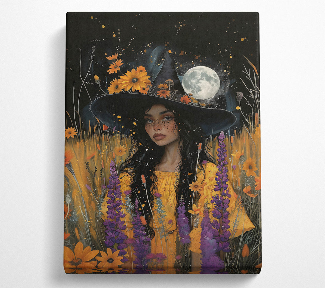  A Canvas Print of Golden Moon Witch Canvas Art
