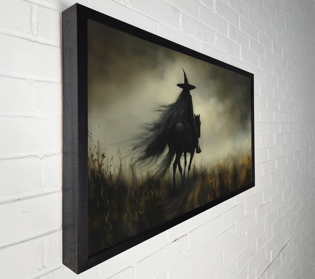  A Canvas Print of Black Rider In Mist Canvas Print