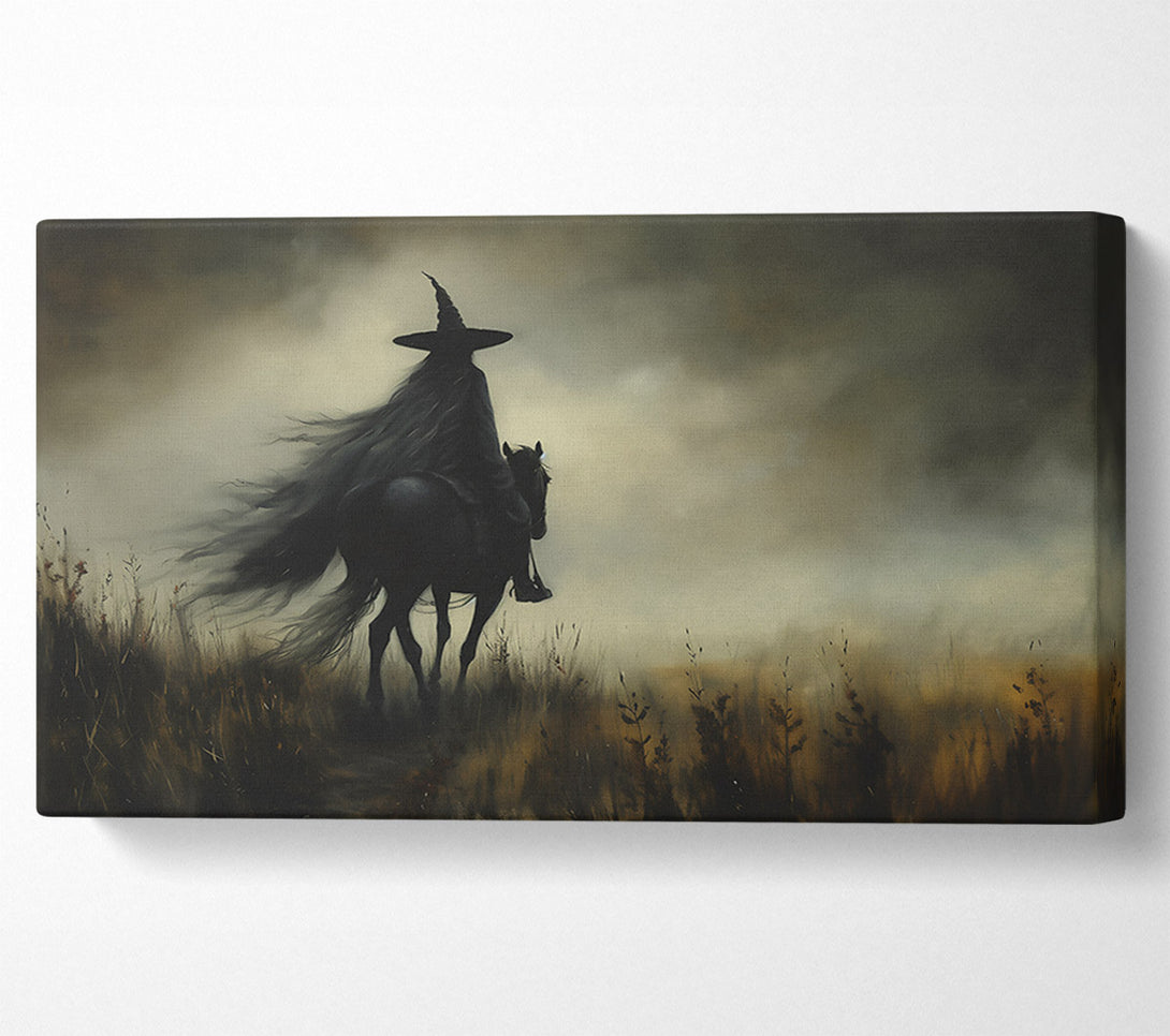 A Canvas Print of Black Rider In Mist Canvas Print