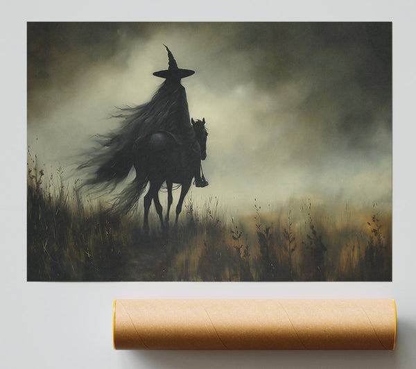 Black Rider In Mist Giclee Print