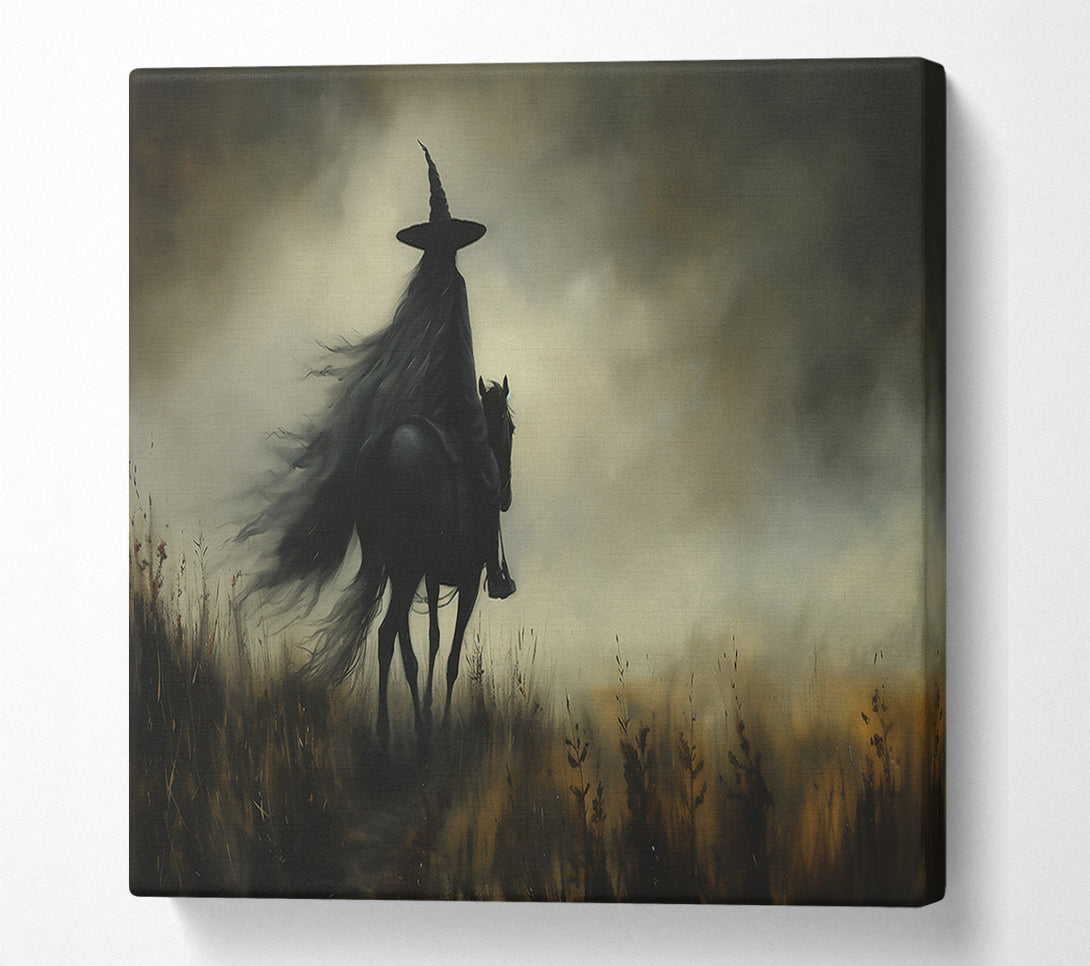  A Canvas Print of Black Rider In Mist Canvas Print