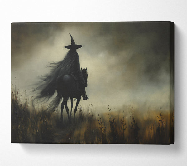  A Canvas Print of Black Rider In Mist Canvas Print
