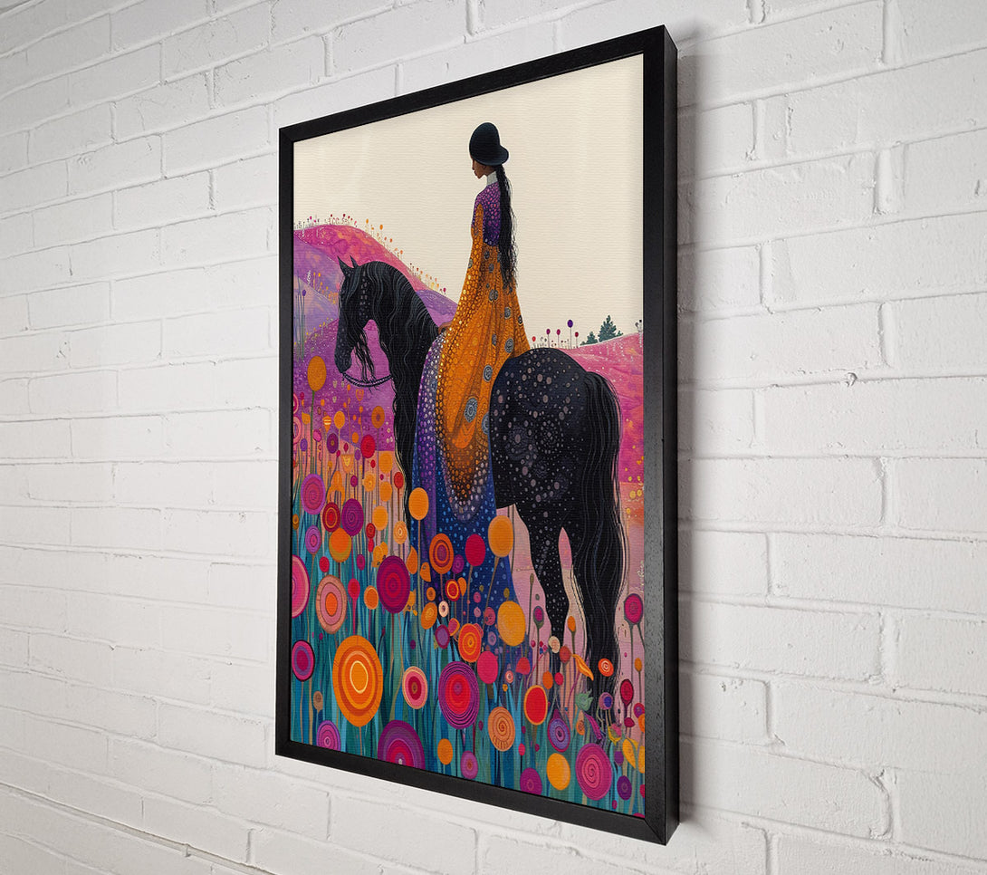  A Canvas Print of Horse On A Field Of Flowers Canvas Wall Art