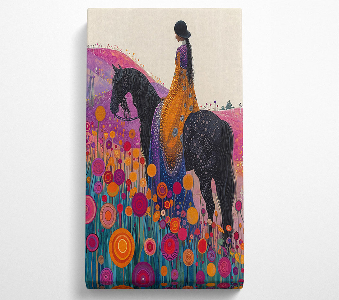  A Canvas Print of Horse On A Field Of Flowers Canvas Wall Art