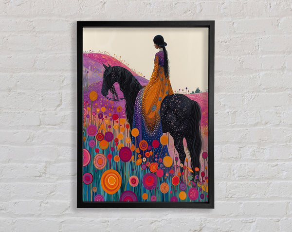 Horse On A Field Of Flowers Framed Print