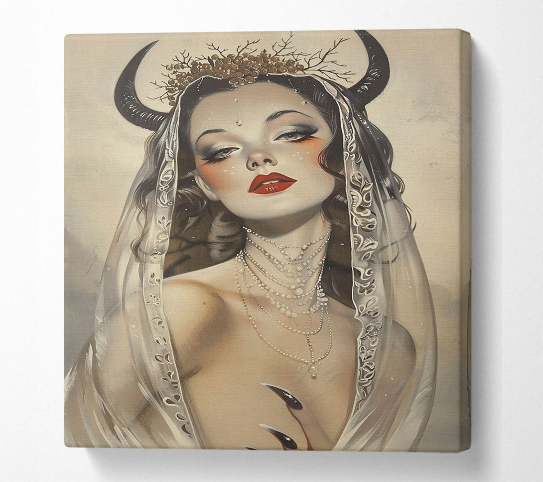  A Canvas Print of Crimson Veil Bride Canvas Art