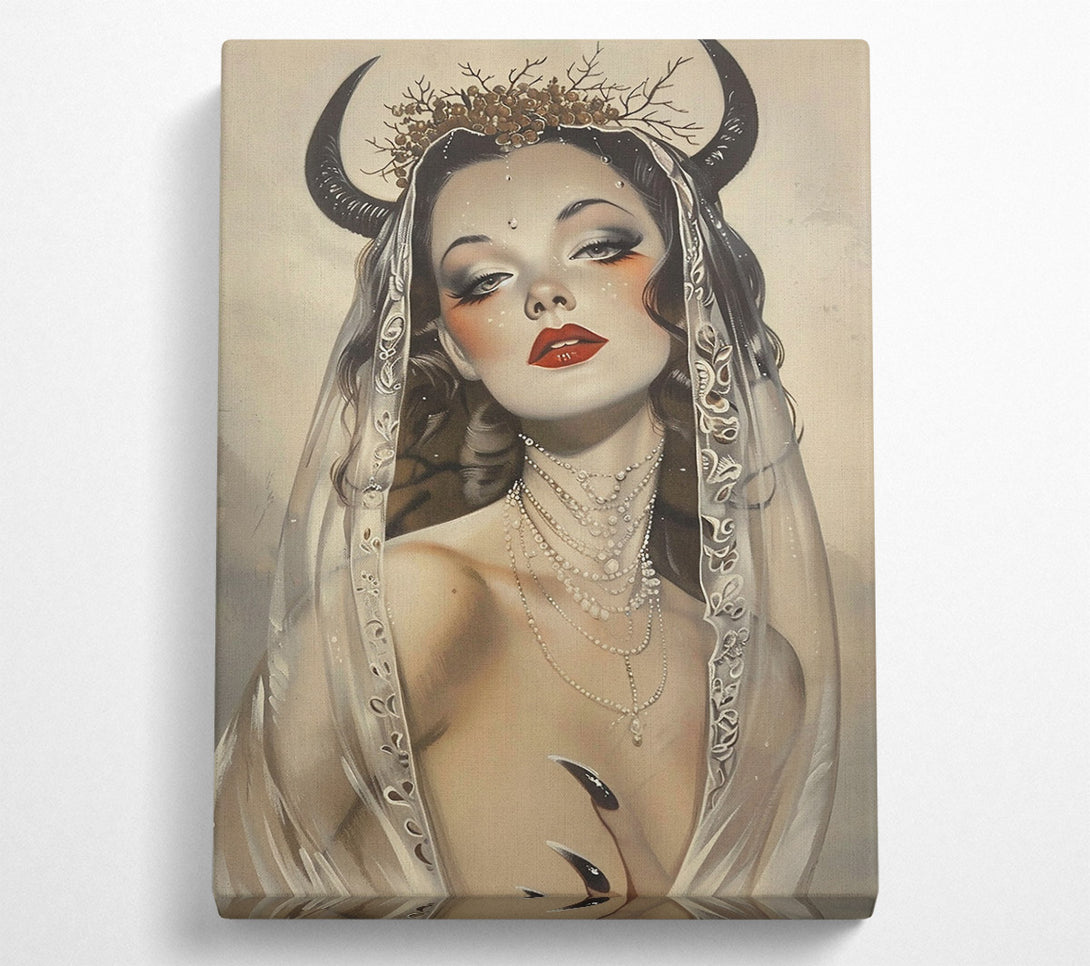  A Canvas Print of Crimson Veil Bride Canvas Art